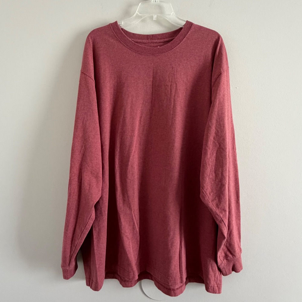 Carhartt Mens 2XL Loose Fit Long Sleeve Graphic Logo T-Shirt Heathered Red